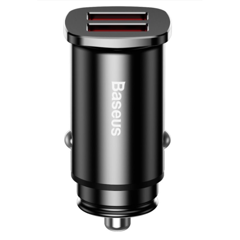 Baseus CCALL-DS01 négyzet alakú autós töltő 2xUSB QC3.0 30W Fekete