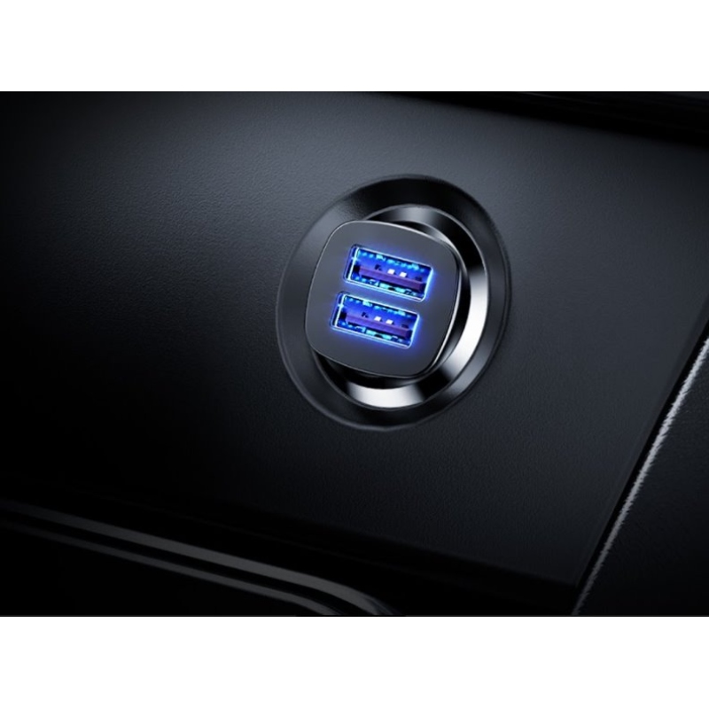 Baseus CCALL-DS01 négyzet alakú autós töltő 2xUSB QC3.0 30W Fekete