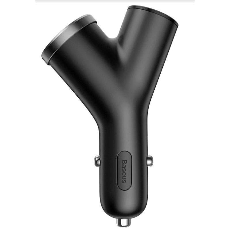 Baseus CCALL-YX01 Autótöltő Y típusú 2xUSB + hosszabbító Fekete