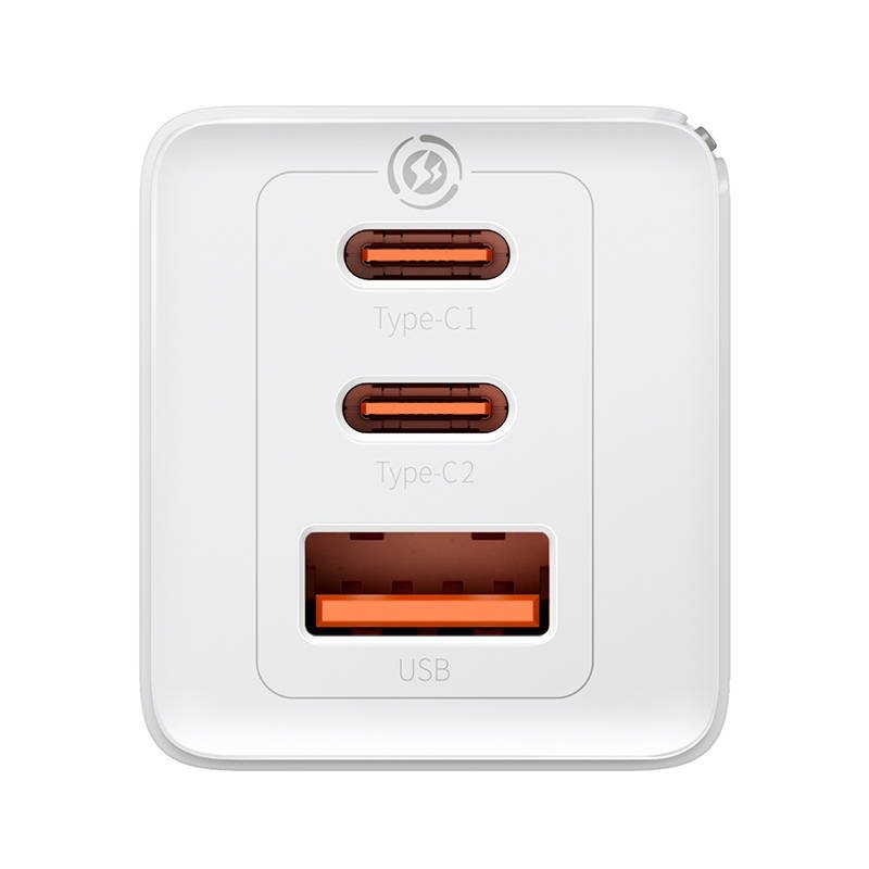 Baseus CCGP120202 GaN5 Pro gyorstöltő USB + 2x USB-C 65W Fehér