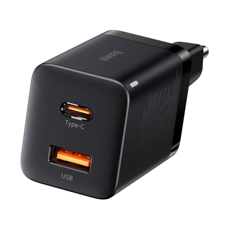 Baseus CCSUPP-E01 Super Si gyorstöltő USB + USB-C 30W fekete