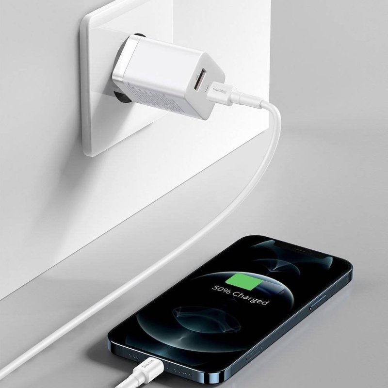 Baseus CCSUPP-E02 Super Si gyorstöltő USB + USB-C 30W Fehér