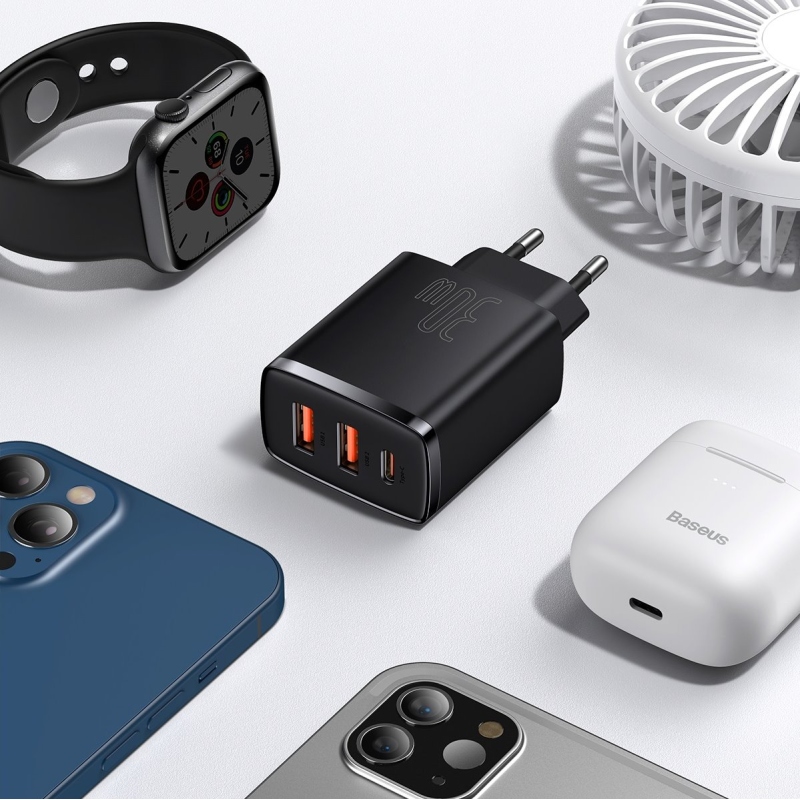 Baseus CCXJ-E01 Kompakt gyorstöltő USB-C 30W Fekete