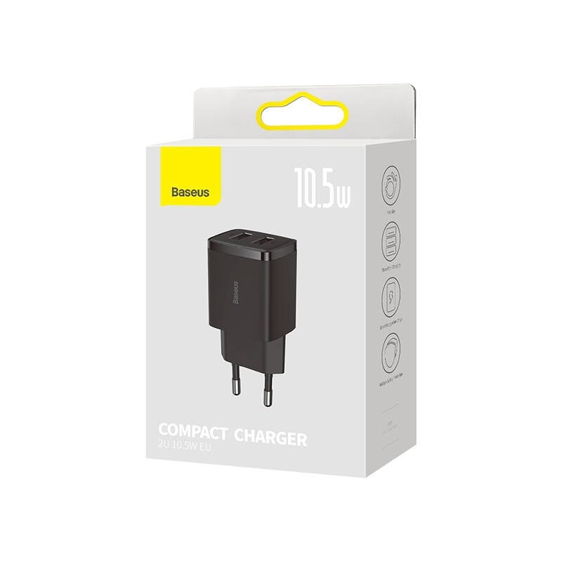 Baseus CCXJ010201 Kompakt töltő 2xUSB 10.5W fekete