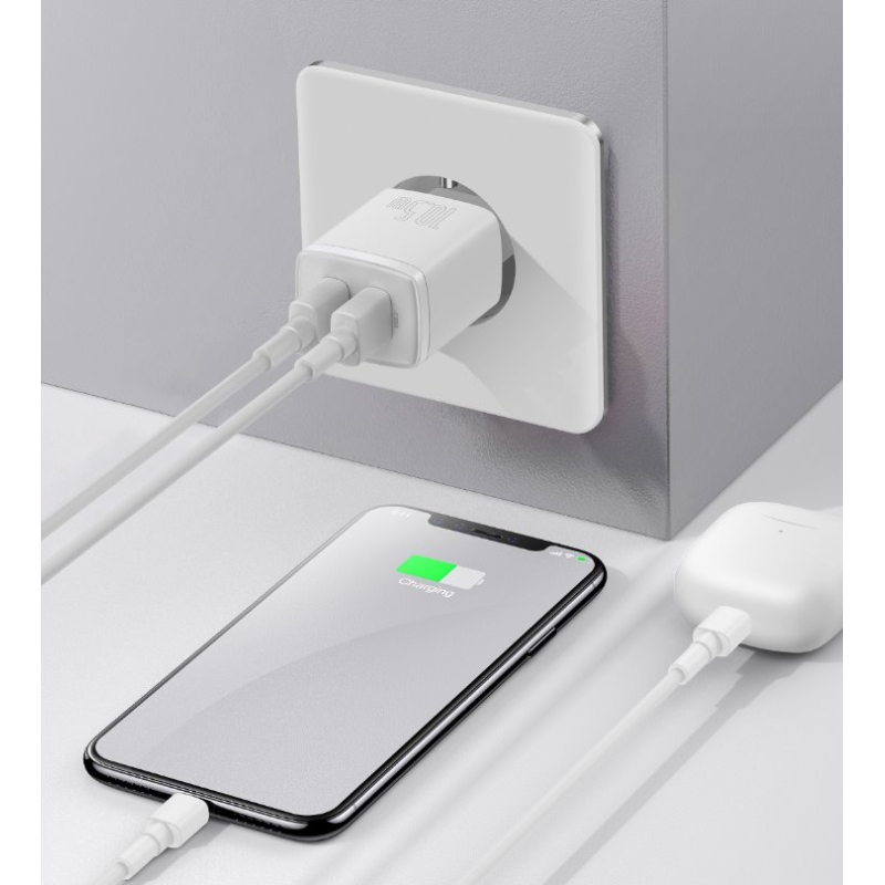 Baseus CCXJ010202 Kompakt töltő 2xUSB 10.5W Fehér