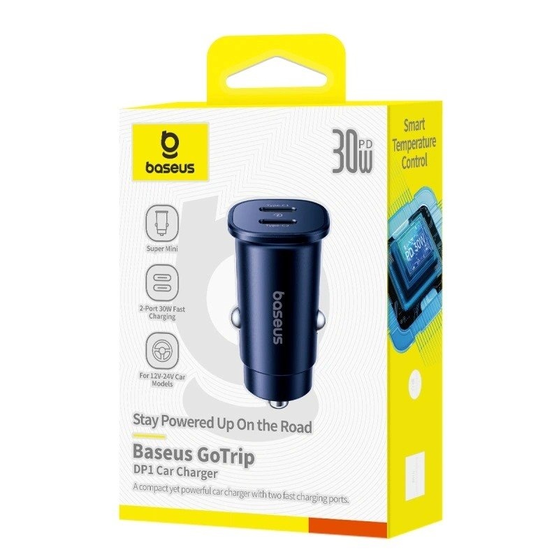 Baseus GoTrip autós töltő 2x USB-C 30W Cosmic Black