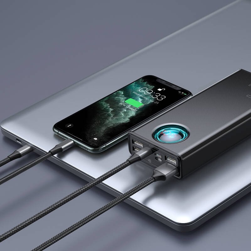 Baseus PPLG000101 Amblight digitális kijelző Powerbank 30000mAh 65W fekete színű