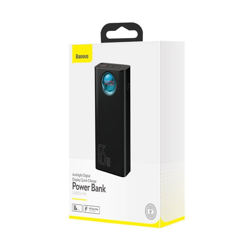 Baseus PPLG000101 Amblight digitális kijelző Powerbank 30000mAh 65W fekete színű