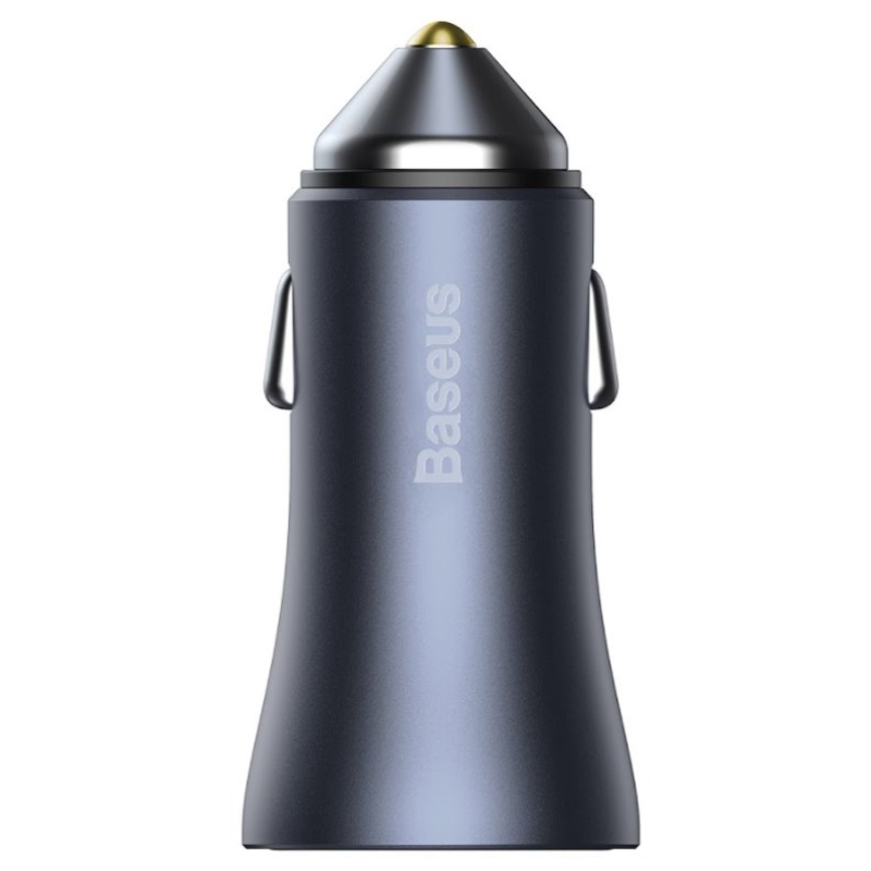 Baseus TZCCJD-0G arany kontaktoros autós töltő kettős gyorstöltő USB 40W sötét szürke