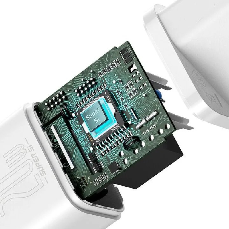 Baseus TZCCSUP-B02 Super Si gyorstöltő USB-C 20W + Simple Wisdom adatkábel USB-C és iP 1m fehér