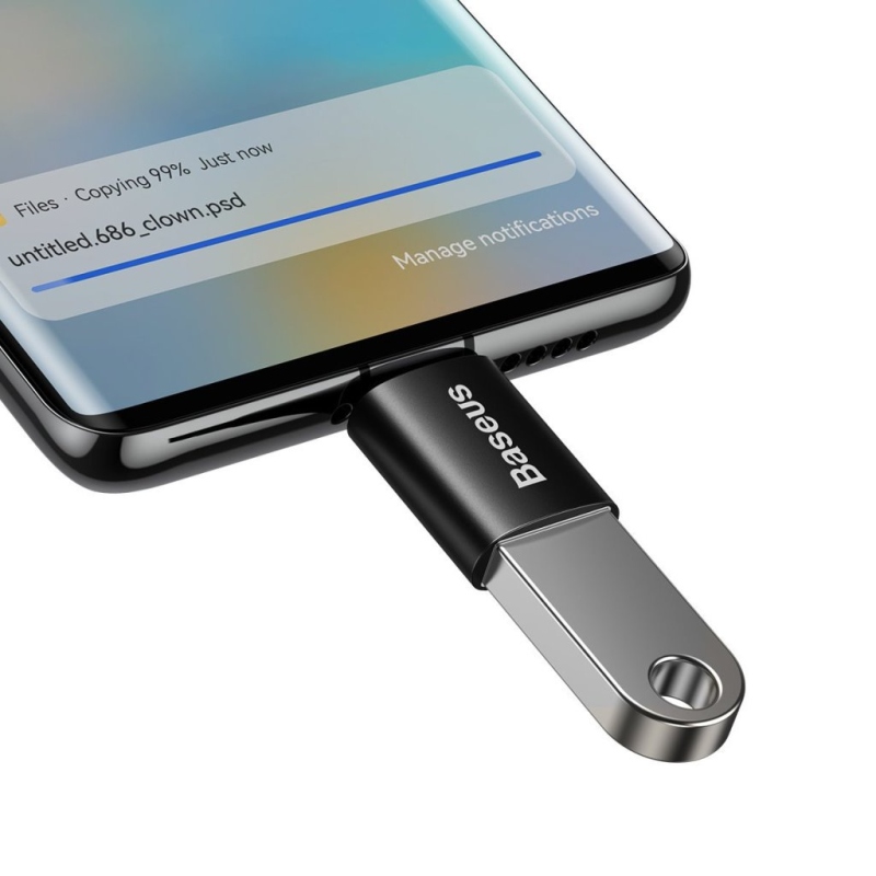 Baseus ZJJQ000001 Ingenuity Mini OTG adapter USB-A USB-C-re Fekete