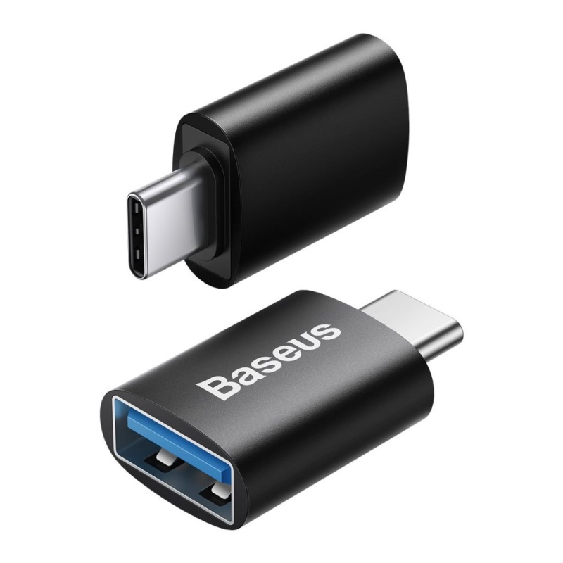 Baseus ZJJQ000001 Ingenuity Mini OTG adapter USB-A USB-C-re Fekete