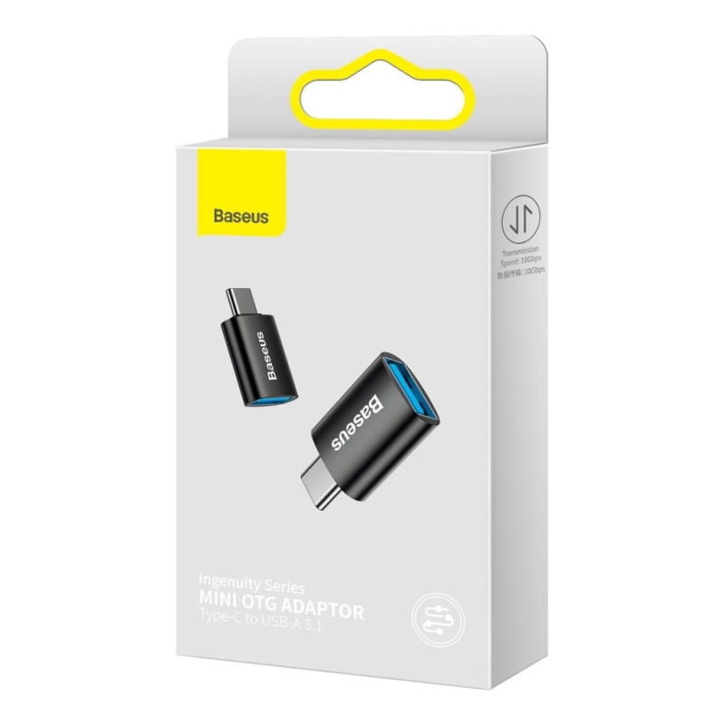 Baseus ZJJQ000001 Ingenuity Mini OTG adapter USB-A USB-C-re Fekete
