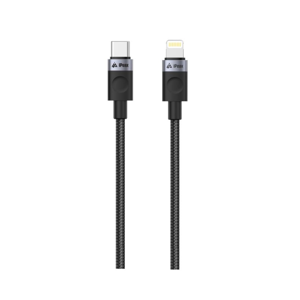 iPEAX Textil kábel USB-C / villám 1,5 m, USB 2.0 - fekete