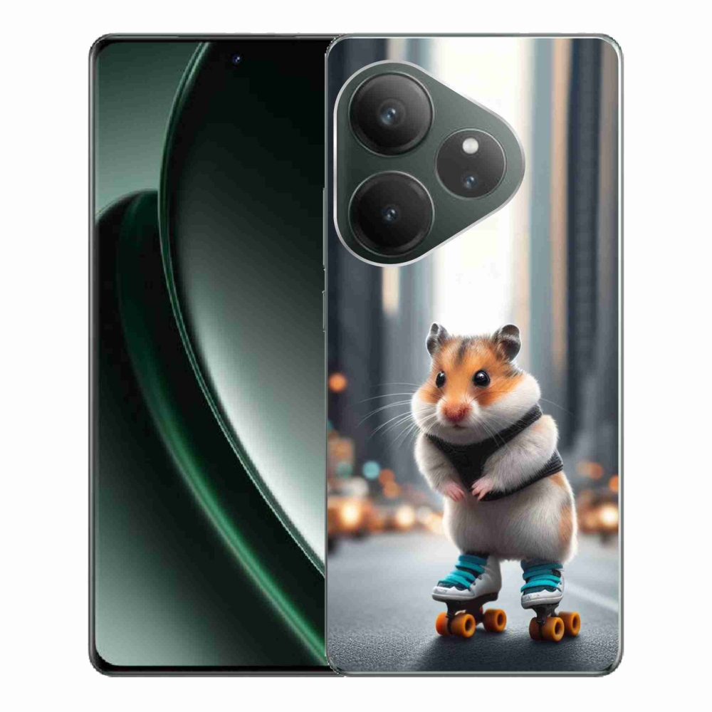 Gél borítás mmCase a Realme GT 6 5G/GT 6T 5G számára - hörcsög a korcsolyán