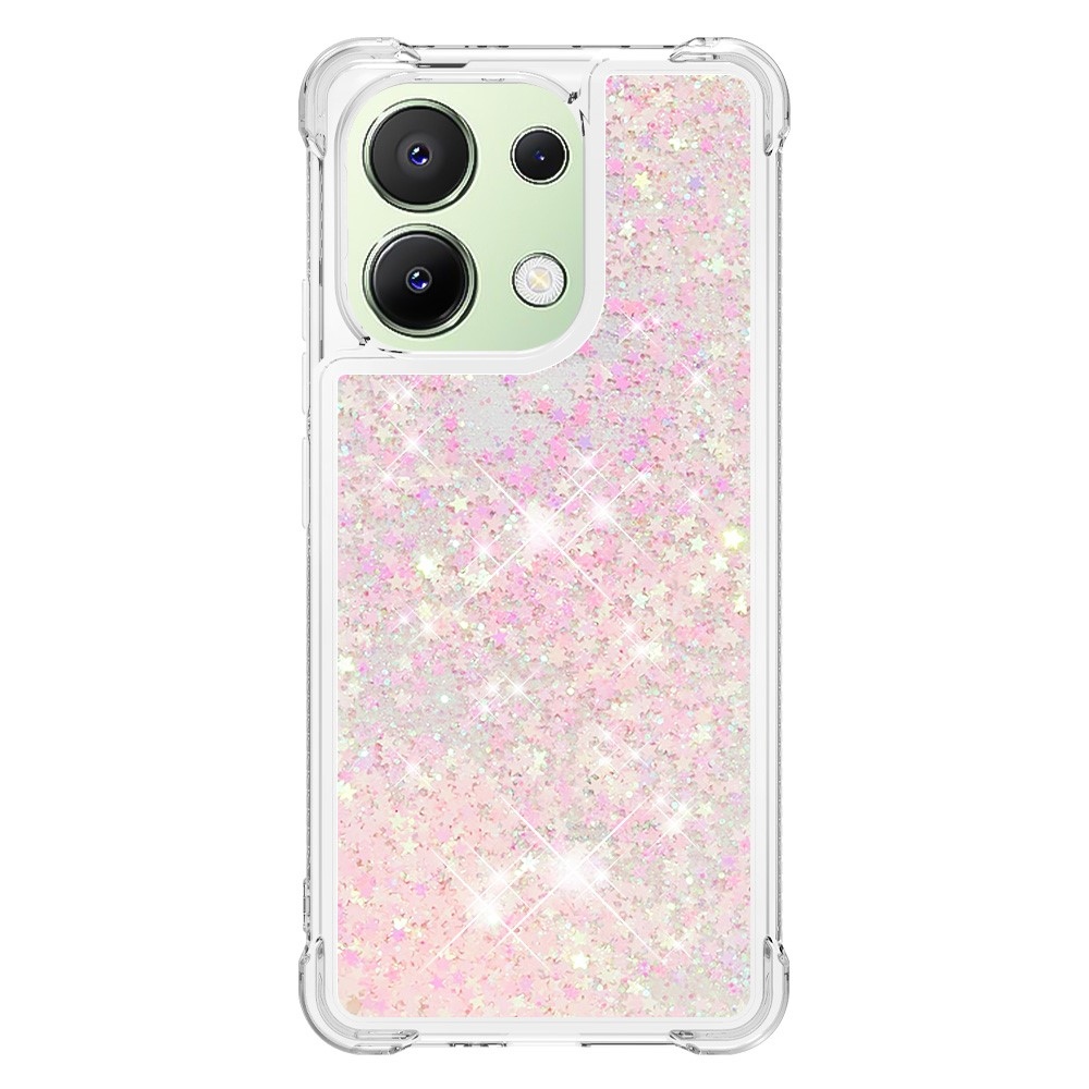 Glitter zselés homokóra tok Xiaomi Redmi Note 13-hoz - rózsaszín/csillagok