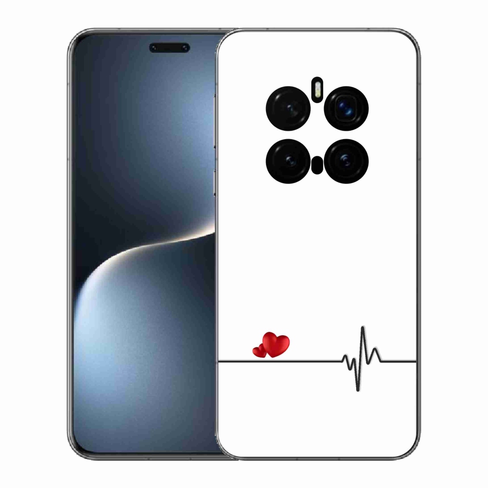 Gél borító mmCase a Honor Magic 7 Pro 5G-n - szív és szívverés fehér háttérrel
