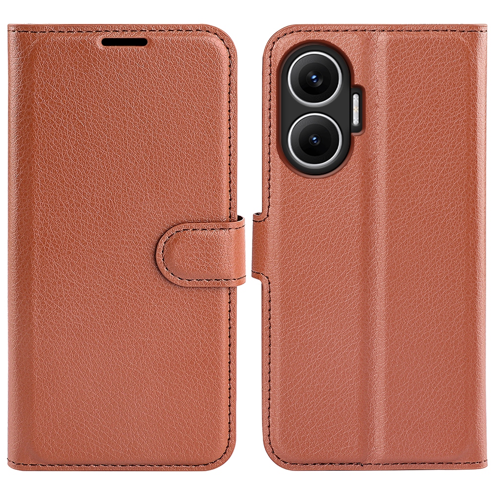 Litchi könyv tok a Xiaomi Poco F7 5G-hez - barna