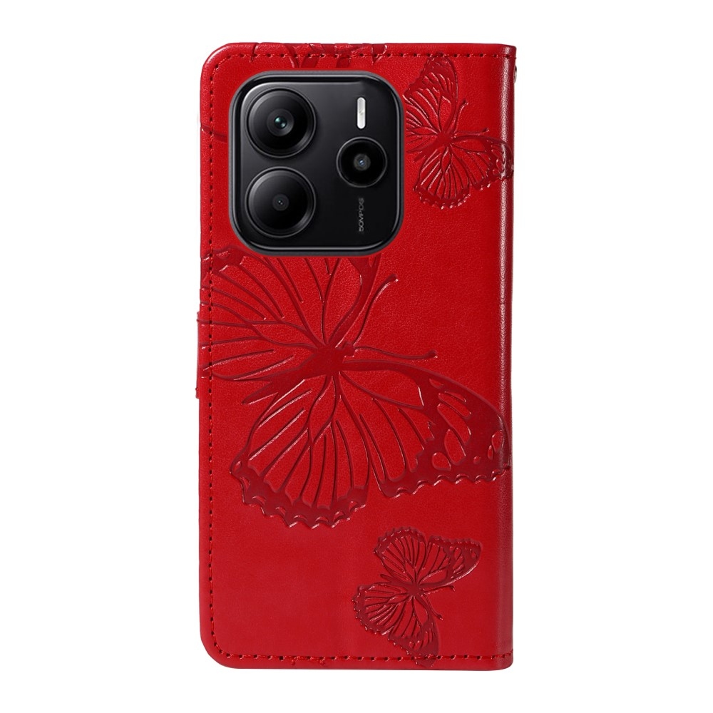 Nagy pillangó könyv tok Xiaomi Redmi Note 14-hez - piros