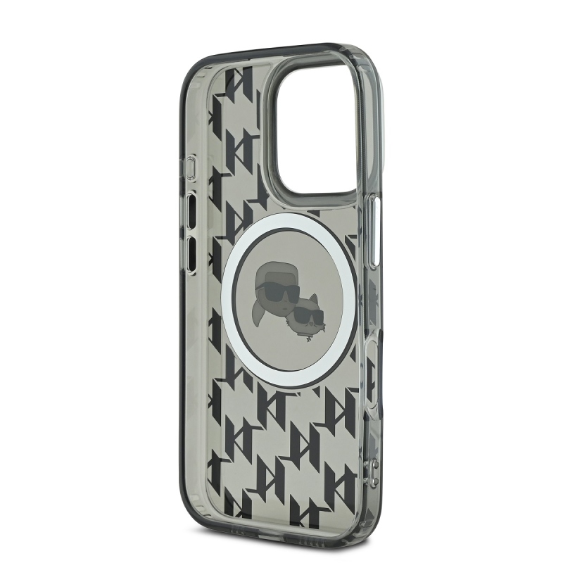 Karl Lagerfeld IML Monogram K&CH Heads MagSafe hátlapi borító iPhone 16 Pro-hoz Fekete