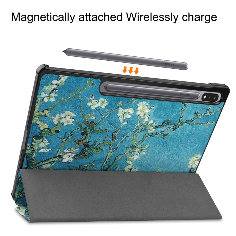 Nyomtatás intelligens záró tok Samsung Galaxy Tab S9+/Tab S10+ - fehér virágok