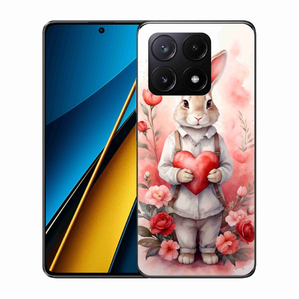 Gél borítás mmCase a Xiaomi Poco X6 Pro 5G számára - nyúl szívvel