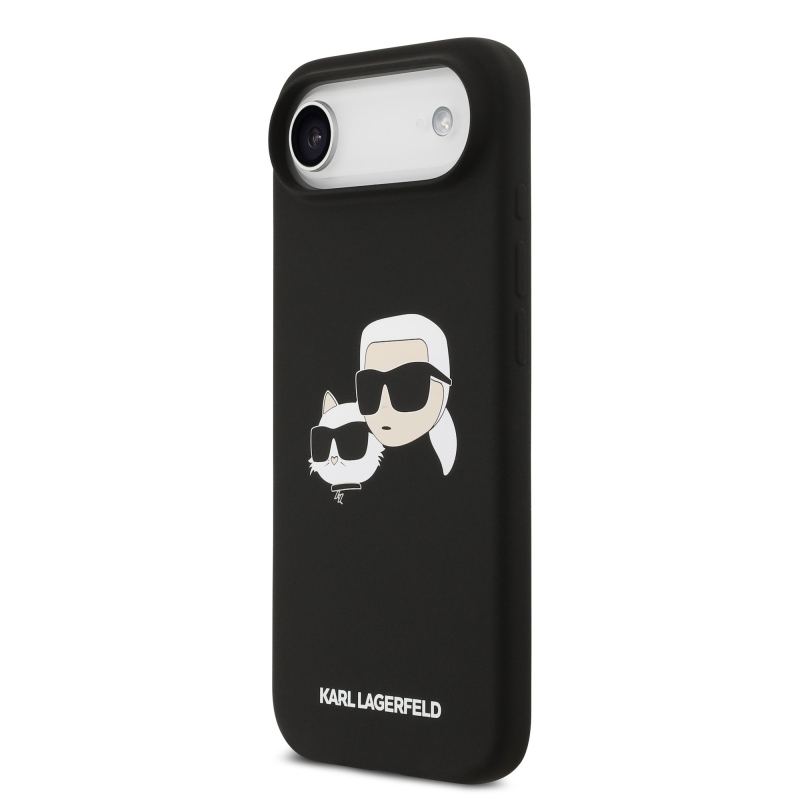 Karl Lagerfeld Folyékony szilikon dupla fejű MagSafe hátlap iPhone 17 Airhez Fekete