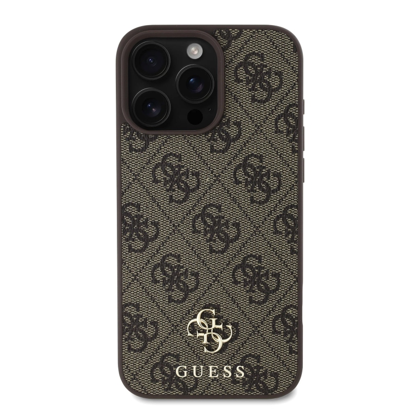 Guess PU 4G kis fém logós MagSafe hátlap iPhone 16 Pro Max barna színű iPhone 16 Pro Max-hoz barna