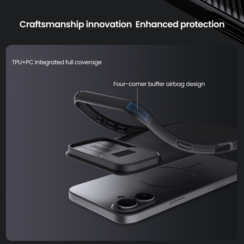 Nillkin CamShield PRO hátlap az Apple iPhone 16 készülékhez Fekete