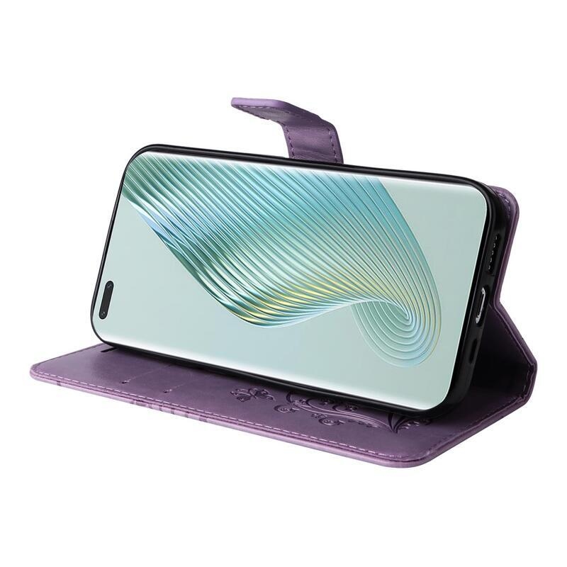 Nagy pillangó könyv tok a Honor Magic 5 Pro 5G számára - lila