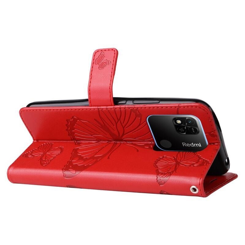 Nagy pillangó könyv tok a Xiaomi Redmi 10A-hoz - piros