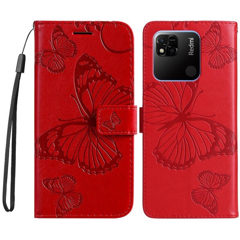 Nagy pillangó könyv tok a Xiaomi Redmi 10A-hoz - piros