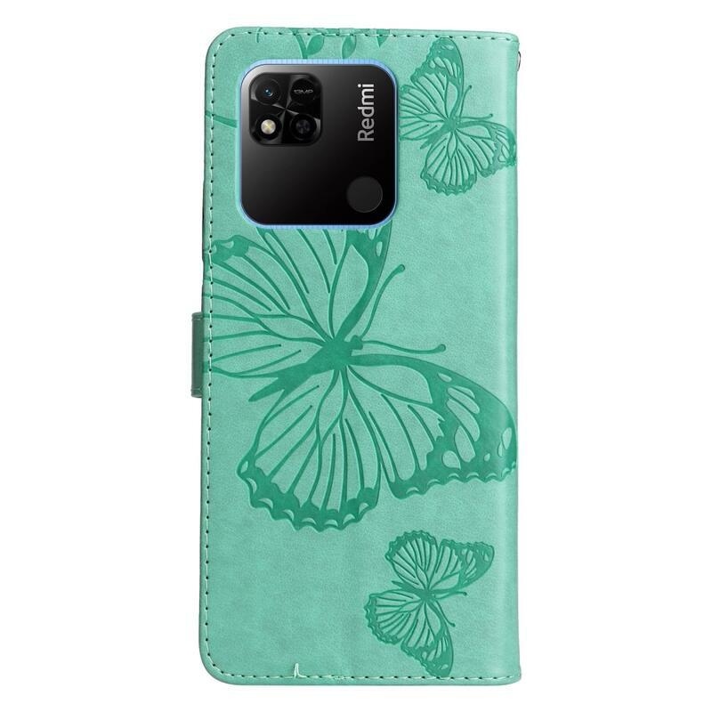 Nagy pillangó könyv tok a Xiaomi Redmi 10A-hoz - teáskék