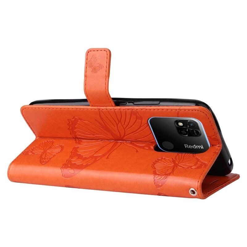 Nagy pillangó könyv tok Xiaomi Redmi 10A - narancssárga