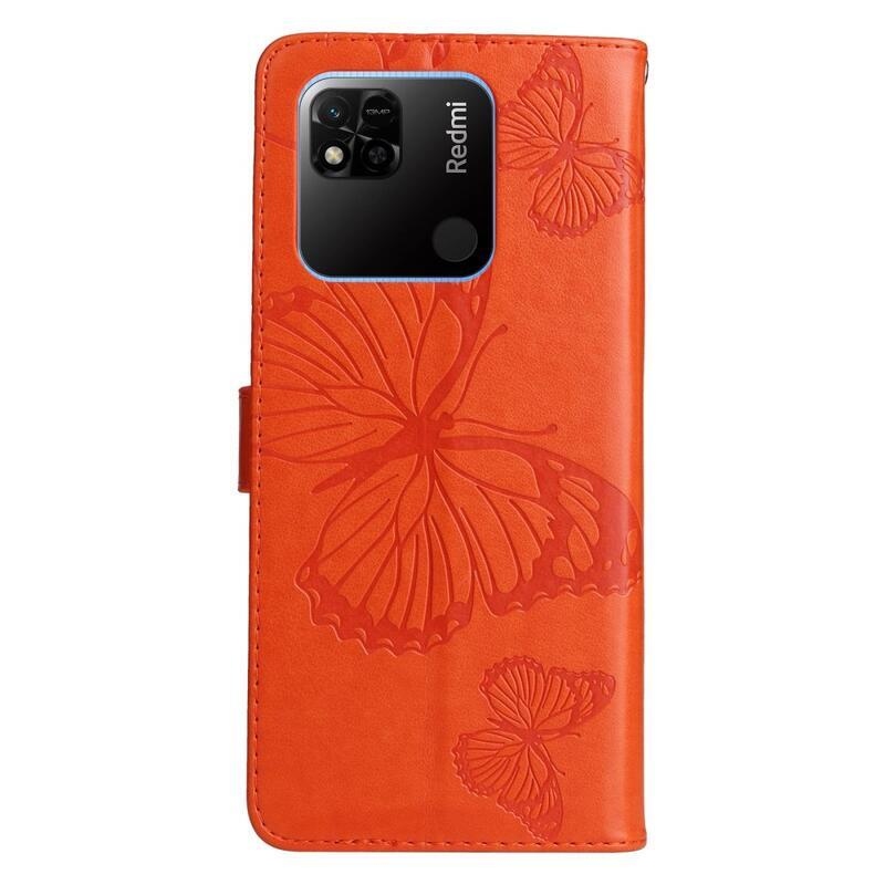 Nagy pillangó könyv tok Xiaomi Redmi 10A - narancssárga