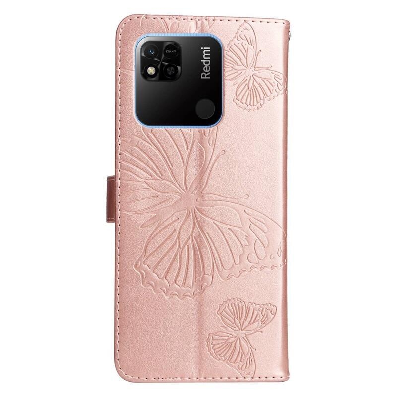 Nagy pillangó könyv tok Xiaomi Redmi 10A - rózsa arany