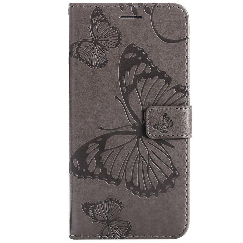 Nagy pillangó könyv tok a Xiaomi Redmi 10A-hoz - szürke