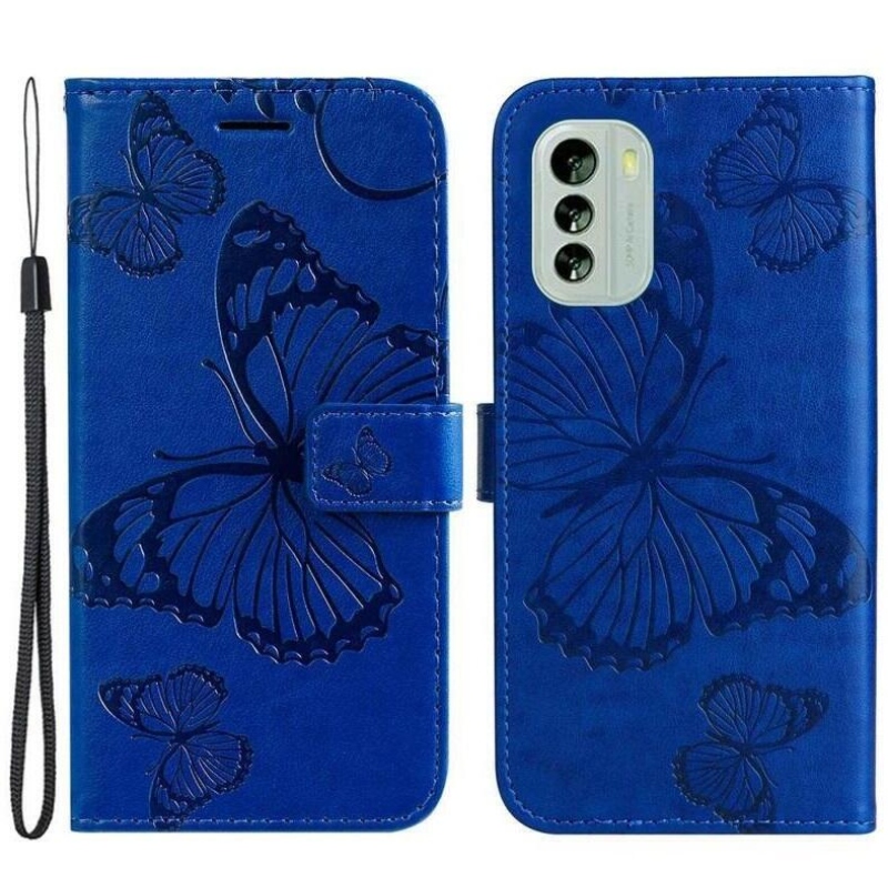 Nagy pillangó pénztárca tok Motorola Moto G60-hoz - kék