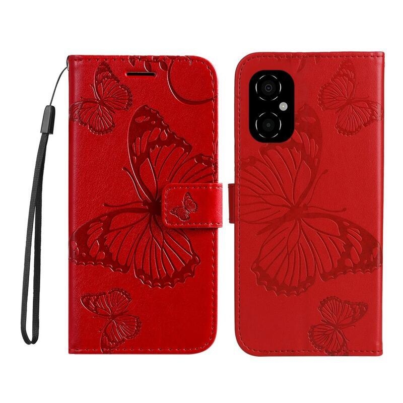 Nagy pillangó pénztárca tok Xiaomi Poco M4 5G - piros
