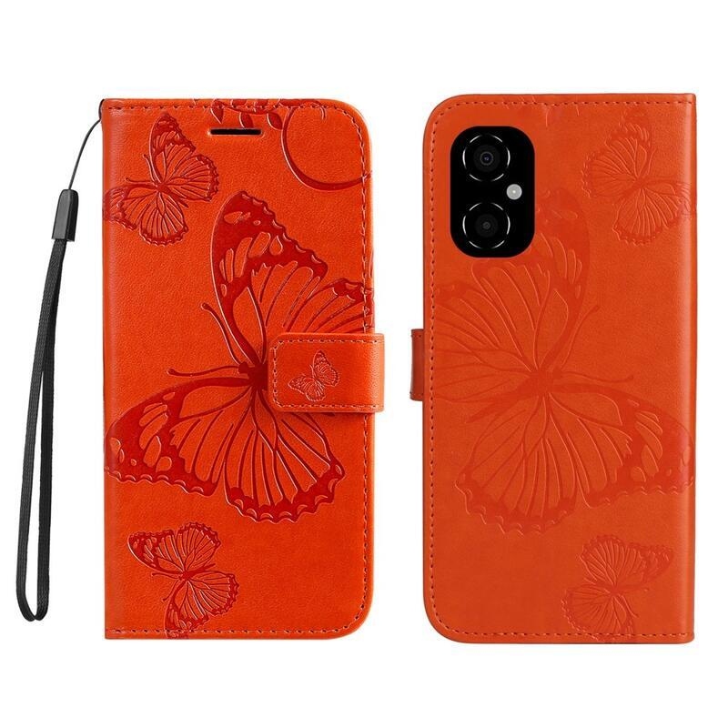 Nagy pillangó pénztárca tok Xiaomi Poco M4 5G - narancssárga