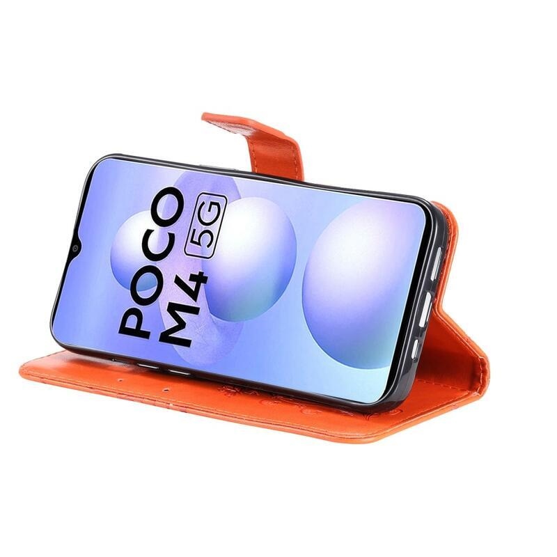 Nagy pillangó pénztárca tok Xiaomi Poco M4 5G - narancssárga