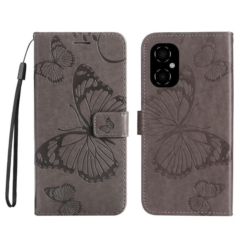 Nagy pillangó pénztárca tok Xiaomi Poco M4 5G - szürke