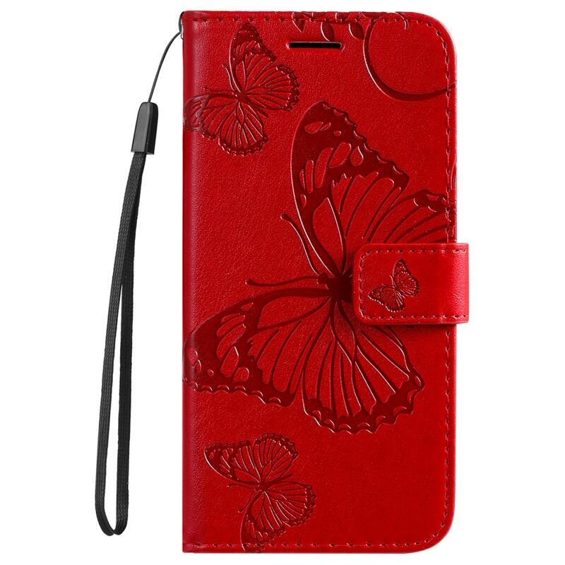 Nagy pillangó PU bőr pénztárca tok Xiaomi Redmi 10/Redmi 10 (2022) - piros