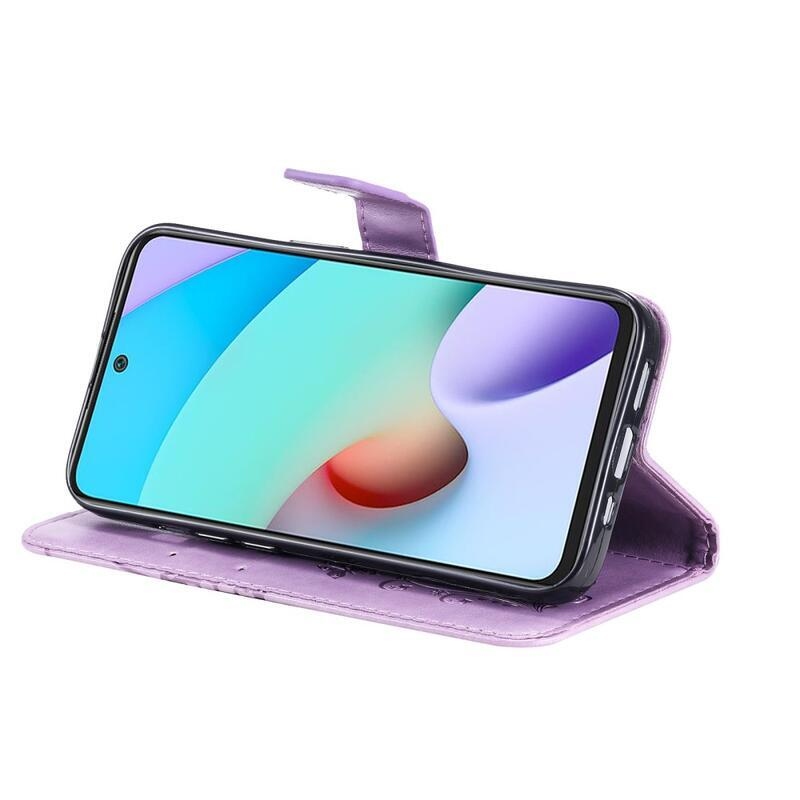 Nagy pillangó PU bőr pénztárca tok Xiaomi Redmi 10/Redmi 10 (2022) - lila