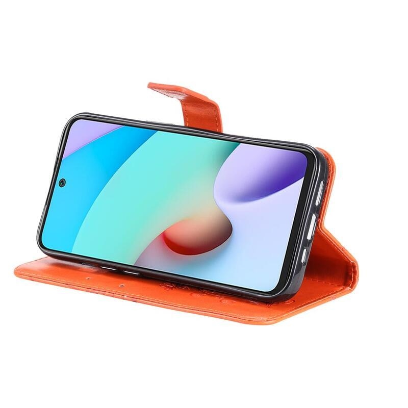 Nagy pillangó PU bőr pénztárca tok Xiaomi Redmi 10/Redmi 10 (2022) - narancssárga