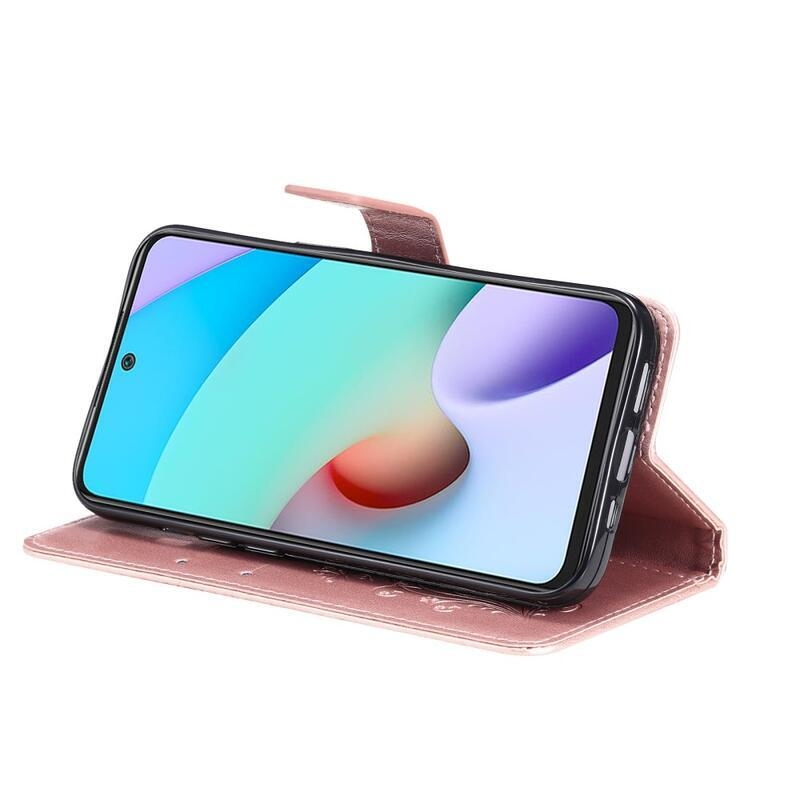 Nagy pillangó PU bőr pénztárca tok Xiaomi Redmi 10/Redmi 10 (2022) - rózsa arany