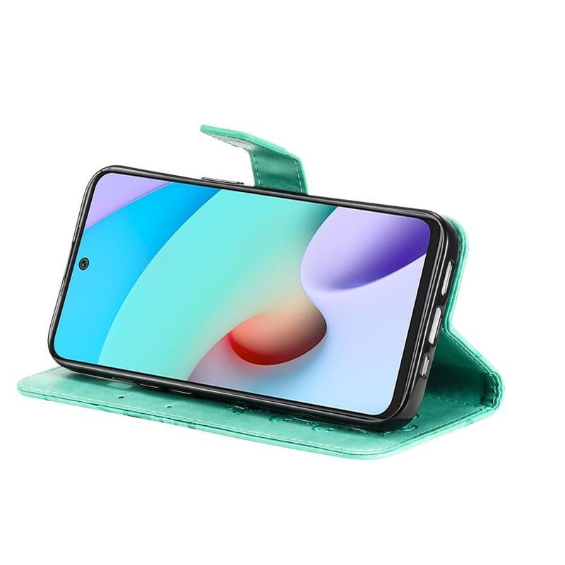 Nagy pillangó PU bőr pénztárca tok Xiaomi Redmi 10/Redmi 10 (2022) számára - zöld