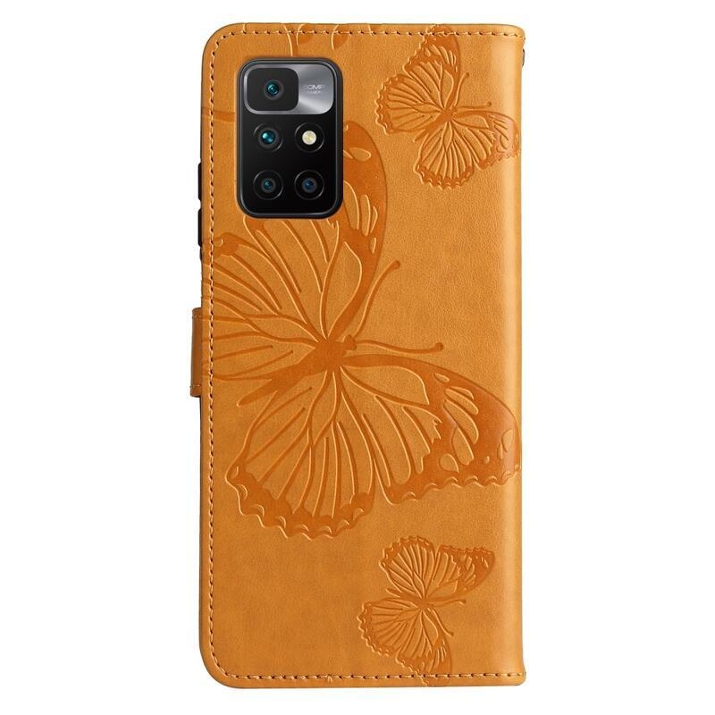 Nagy pillangó PU bőr pénztárca tok Xiaomi Redmi 10/Redmi 10 (2022) - sárga