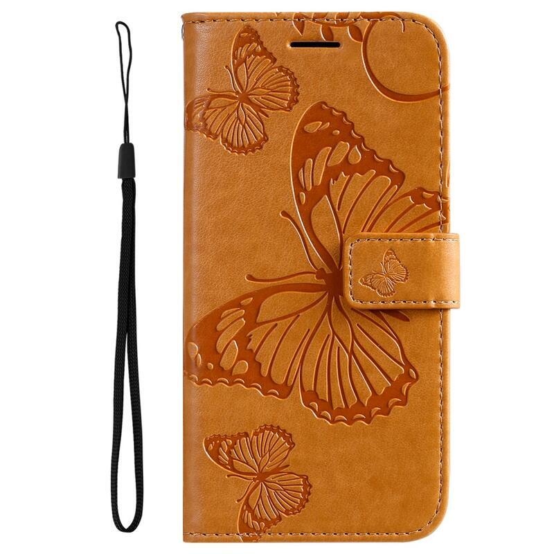 Nagy pillangó PU bőr pénztárca tok Xiaomi 11T/11T Pro mobiltelefonhoz - sárga