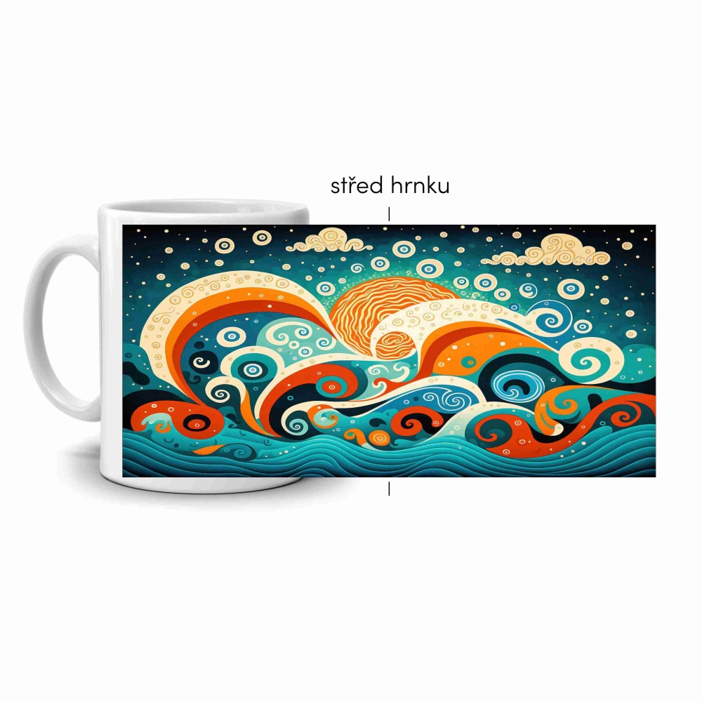 Fehér kerámia bögre 330ml képpel - absztrakt motívum 10